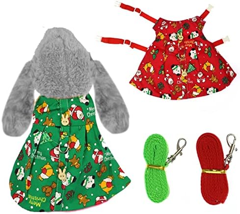 Nuatpetin 2 חבילה שמלת תחפושות קטנות של בעלי חיים קטנות, רתמת אפוד ארנב מצחיק בגדים מחמד בגדים שלג איש סנטה דפוס, תלבושות של בעלי חיים