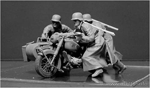 35178 מלחמת העולם השנייה גרמנית צבא אופנוע חייל בריחה סצנת משפט סגנון 4 חתיכות, פלסטיק דגם