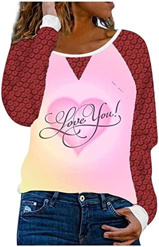 אוהב אותך הדפסת סוודר לנשים תחרה ארוך שרוולים חולצות חולצות עגול צוואר שחבור בתוספת גודל חולצה חולצות