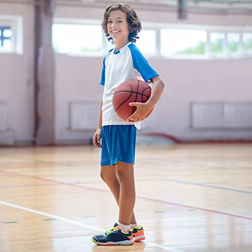 מכנסיים קצרים כדורסל של ילד נוער של ילד פעיל אתלטי ביצועים מכנסיים קצרים עם כיסים לחות הפתילה מכנסיים קצרים לבנים