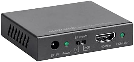 Monoprice Blackbird 4K HDMI Audio Extractor - 18GBPS, HDCP 2.2, 4K 60Hz, YCBCR 4: 4: 4, תומך בסטריאו אנלוגי ורוקו דיגיטלי אופטי S/PDIF,