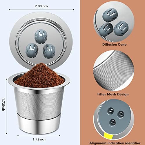 כוסות k לשימוש חוזר כוסות תואמות יצרנית קפה מיוחדת של נינג'ה כפולה פרו, אביזרי פילטר קפה לשימוש חוזר מתאימים ל- NINJA CFP201 CFP301 CFP305