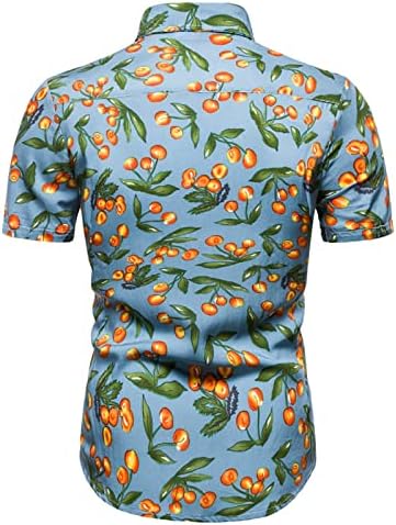 XXVR Mens Hawaiian חולצות אביב וקיץ פרחוני הדפס צבעוני דש מזדמן חוף חופשה חיצונית חולצות שרוול קצר