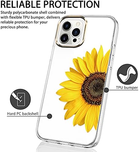 BAISRKE תואם למארז iPhone 13 Pro Max, מקרה ברור עם פרחים, לנשים גבישות, דפוס פרחוני אטום הלם כיסוי גב קשה לאייפון 13 פרו מקס מארז 6.7