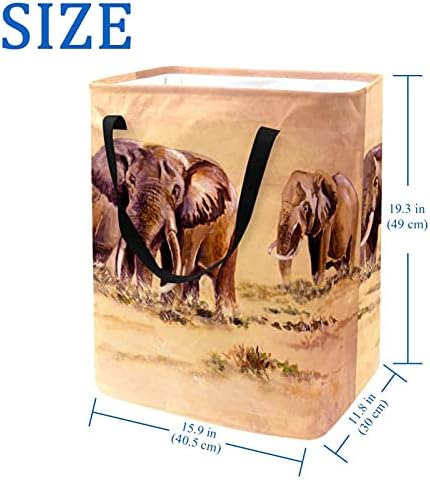 פיל אפריקאי דרום אפריקה סל כביסה גדול בד ארגונית תיק סל מתקפל כביסת עם ידיות