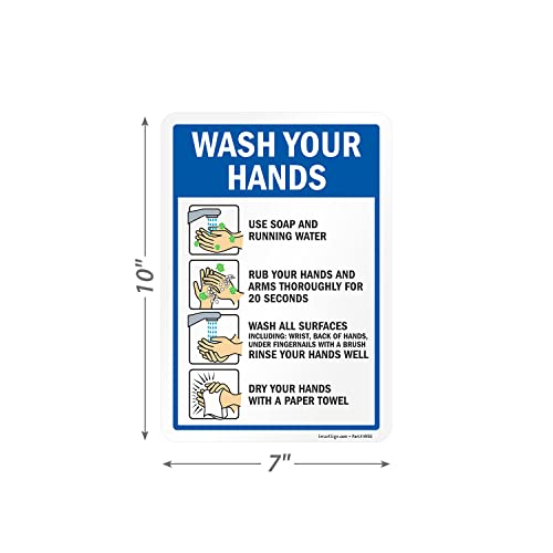 סימן חכם לשטוף ידיים הוראות שטיפת ידיים תוויות / 7 איקס 10 מדבקת ויניל למינציה עם דבק כבד