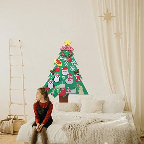 Solustre 1 סט מורגש עץ חג המולד דלת חג המולד תלייה אורות ללא סוללה