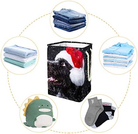 כביסת חורף שלג כלב עם חג המולד כובע מתקפל פשתן כביסה אחסון סל עם ידיות להסרה סוגריים גם מחזיק עמיד למים עבור בגדי צעצועי ארגון בכביסה