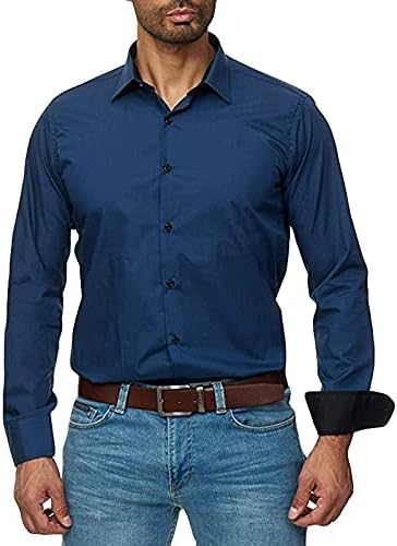 Xxbr חולצות מזדמנים עסקיות לגברים, 2021 סתיו סתיו של 2021 גברים צווארון סגנון עסק