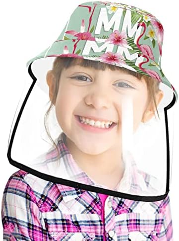 כובע מגן למבוגרים עם מגן פנים, כובע דייג כובע אנטי שמש, קיץ פלמינגו היביסקוס