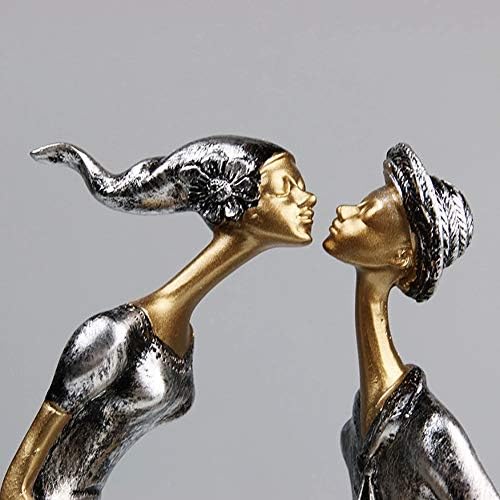 Walnuta אלגנטי לקישוט סלון נשיקה נשיקות זוגיות זוגיות פסל פסל שרף פסלון יד חתונה בית משרד בצורת לב
