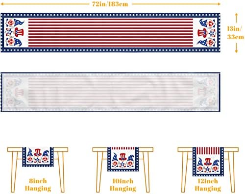 4 ביולי רץ לשולחן גמדים אמריקאי דגל רצועת וכוכב רץ לשולחן זיכרון פטריוטי יום העצמאות חג קישוטי בד שולחן לבית מטבח אוכל המפלגה דקור 13