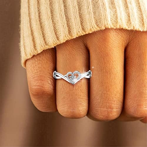 2023 חדש לבת שלי טבעת לב אהבה ריינסטון טבעת סיום טבעת לנשים אהבה כסף חלול ריינסטון טבעת מתכווננת פתיחה גבוהה ושפל של טבעת חיים