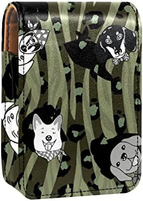 מיני איפור תיק עם מראה, מצמד ארנק מעוור שפתון מקרה, כלבים יפה חיות קריקטורה הסוואה