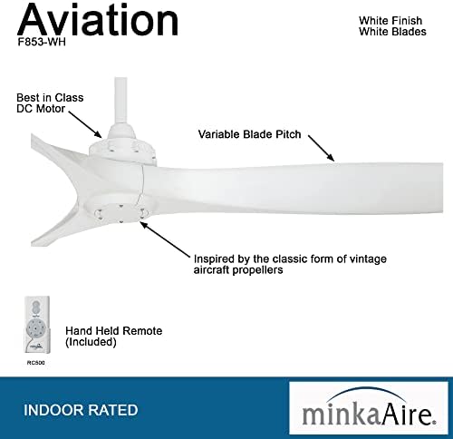 מאוורר תקרה של מינקה-אייר 853 וואט תעופה 60 אינץ ' עם מנוע די. סי בגימור לבן
