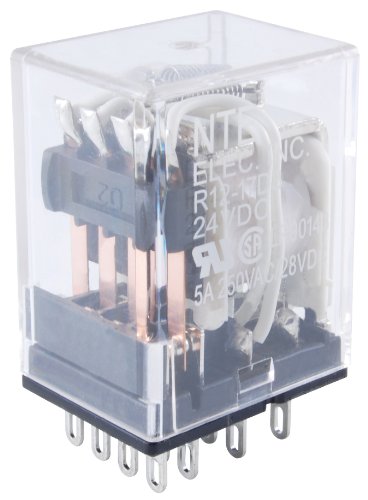 NTE Electronics R12-17A3-12B סדרה R12 ממסר AC למטרה כללית, סידור מגע 4PDT, 3 אמפר, 12 VAC, סוגי מנורות מחוון