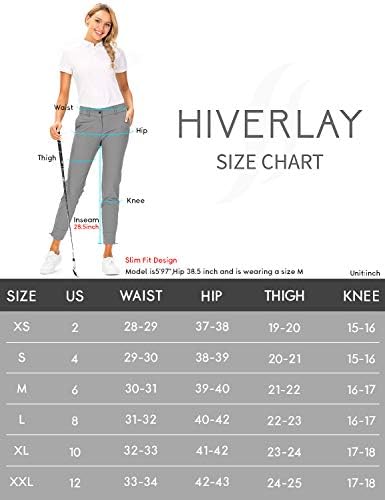מכנסי גולף של Hiverlay Pro מכנסיים מהירים יבש רזה משקל קל משקל עם קרסול ישר גם לטיולים או לנשים מזדמנים