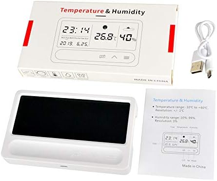 מדחום לחיוב רב -תכליתי Hygrometer אוטומטי טמפרטורה אלקטרונית לחות צג שעון מעורר שעון מעורר מסך LCD גדול