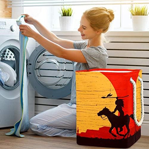 נשים פרימיטיביות חץ וקשת על סוסים 300 ד אוקספורד עמיד למים בגדי סל גדול כביסה סל עבור שמיכות בגדי צעצועים בחדר שינה